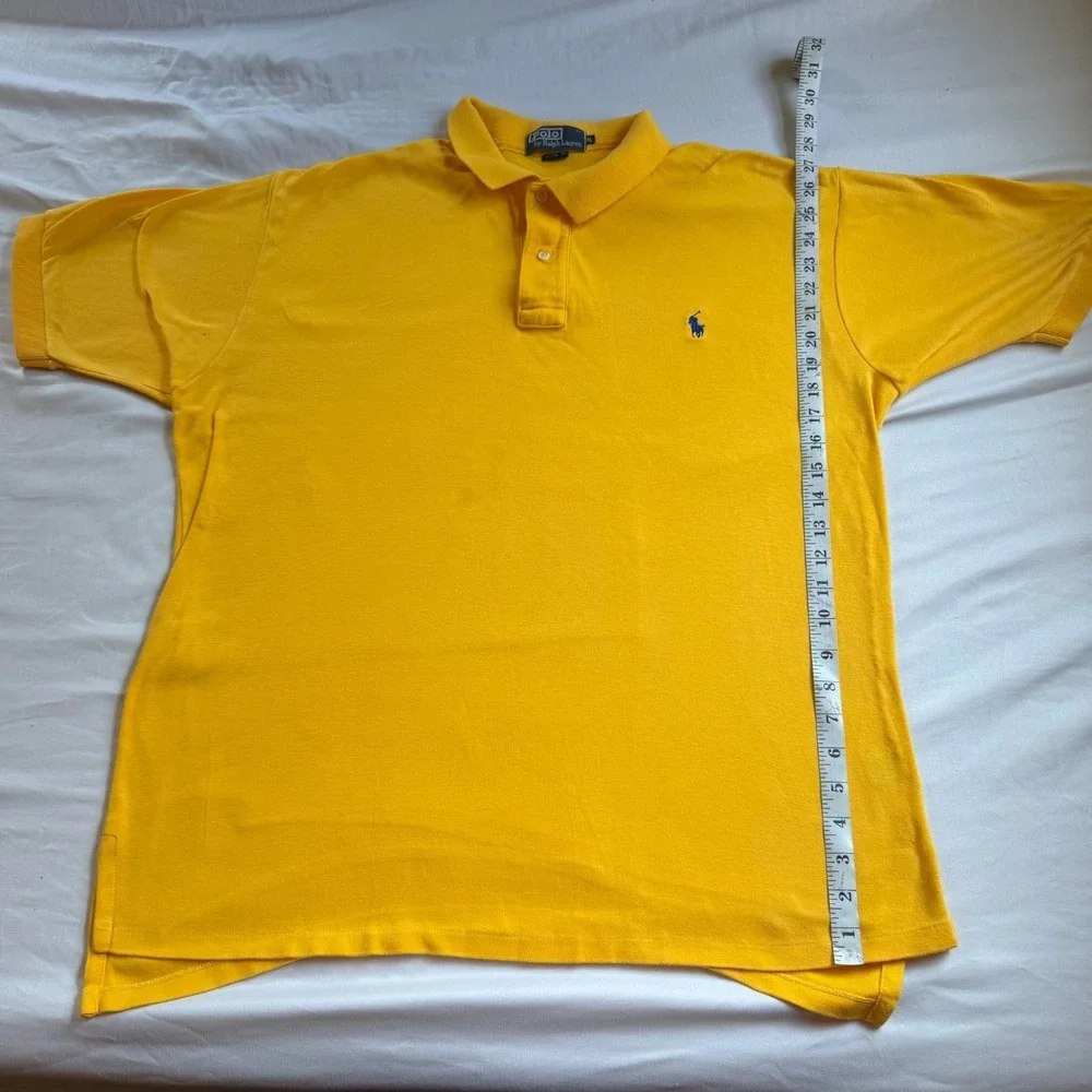 Vintage Polo Ralph Lauren Men's XL Yellow Gold Short Sleeve Pony Polo Shirt 90s